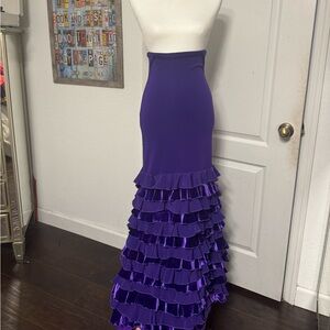 Elegant Purple Ruffled Maxi Skirt